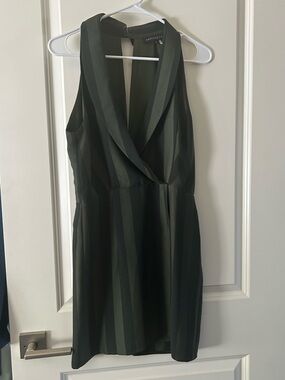 Endless Rose Dark Green Striped Mini Dress